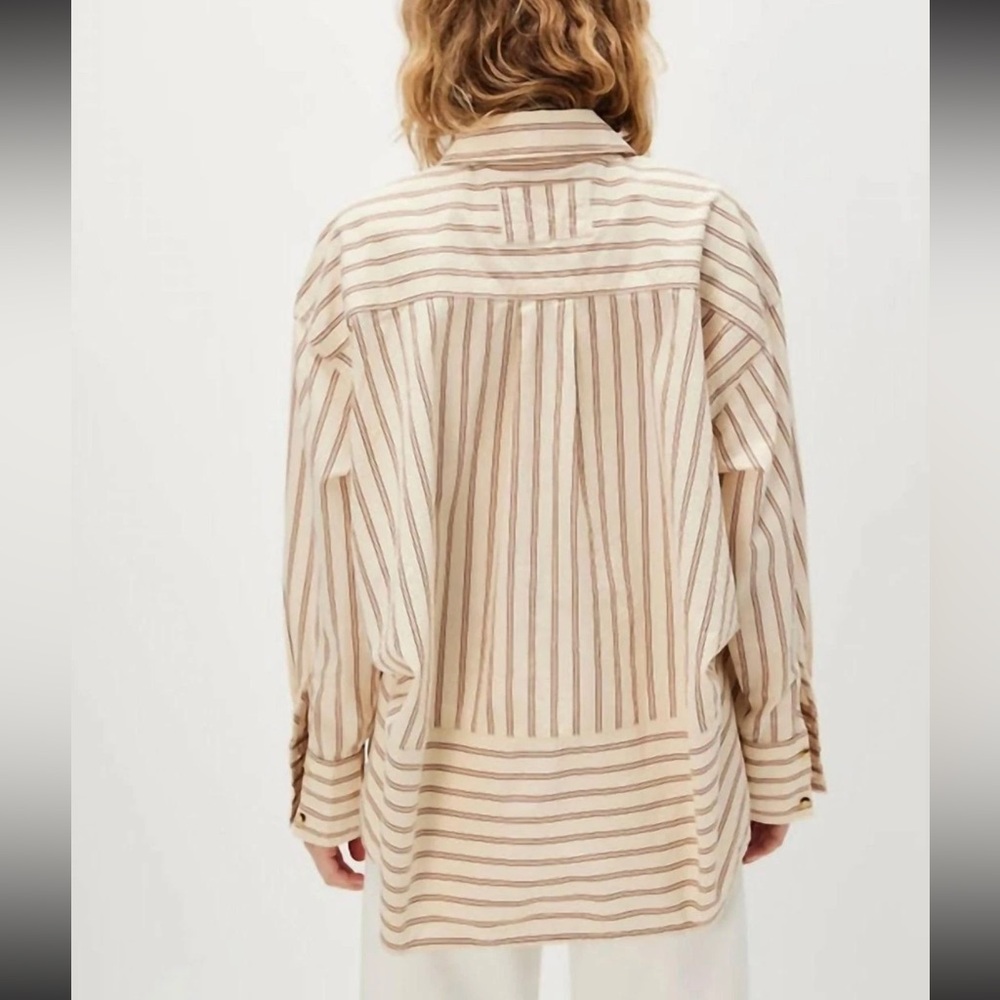 Free People We The Free Striped Varsity Vibes Shirt - Picture 3 of 5